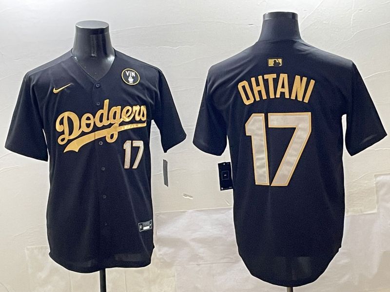Men Los Angeles Dodgers 17 Ohtani Black Gold Nike 2025 MLB Jersey style 42411